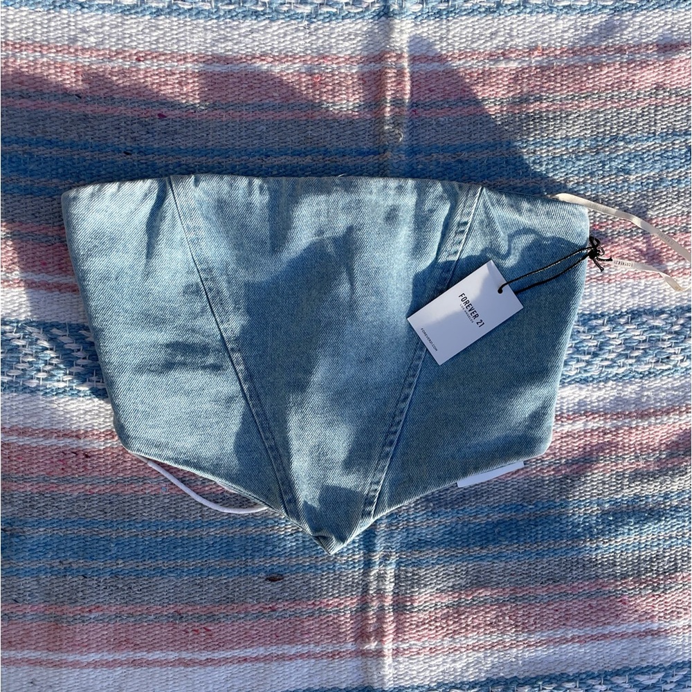 X-small FOREVER 21 light denim tube top